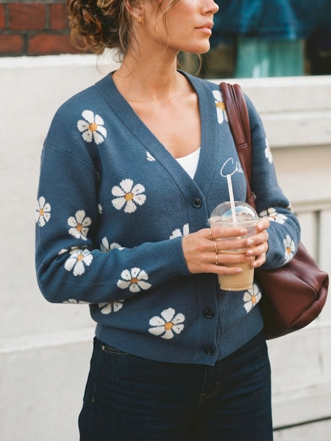 Chosen Flowers Blue Knitted Cardigan