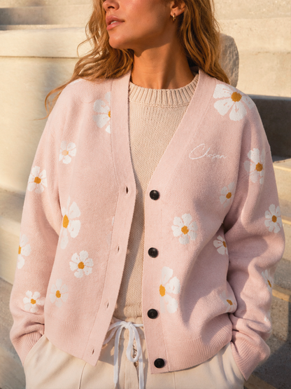 Chosen Flowers Baby Pink Knitted Cardigan